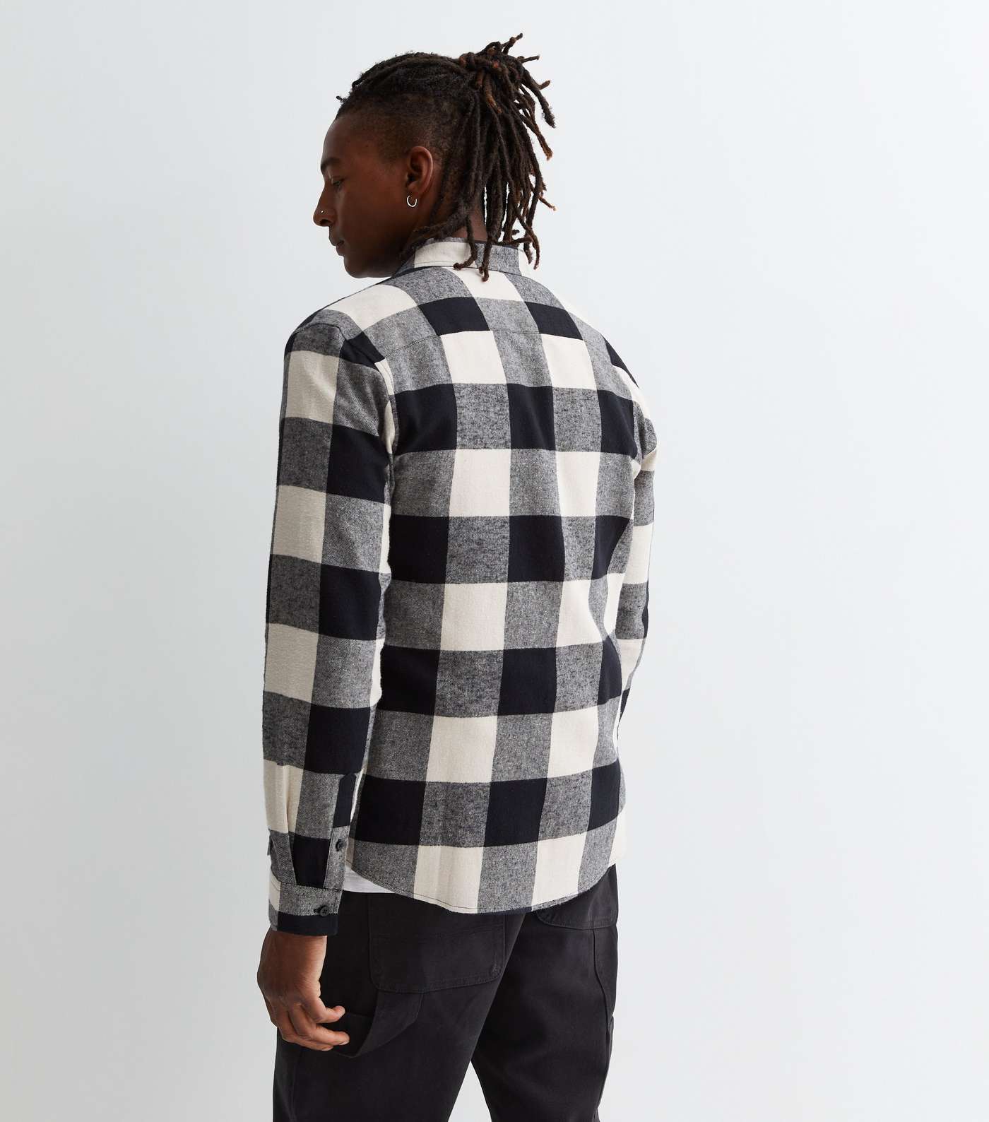 White Check Long Sleeve Relaxed Fit Shirt Image 4