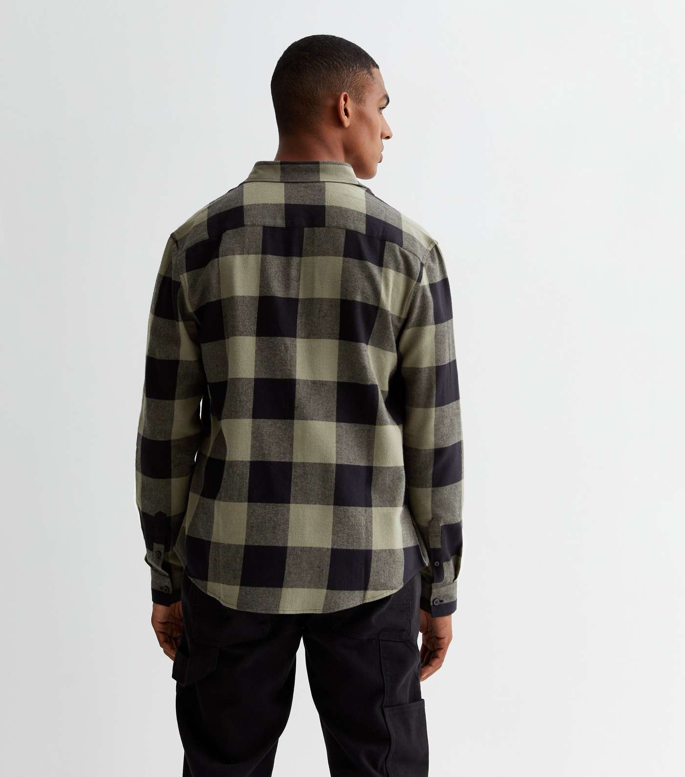 Green Cotton Check Long Sleeve Relaxed Fit Shirt Image 4