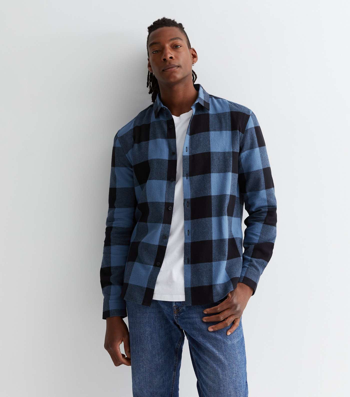 Blue Check Long Sleeve Relaxed Fit Shirt Image 2