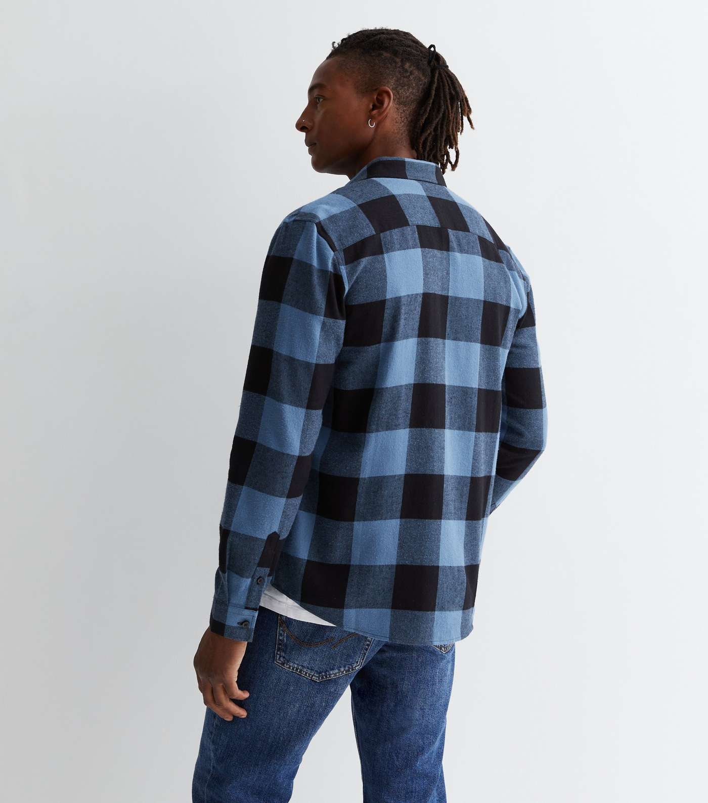 Blue Check Long Sleeve Relaxed Fit Shirt Image 4