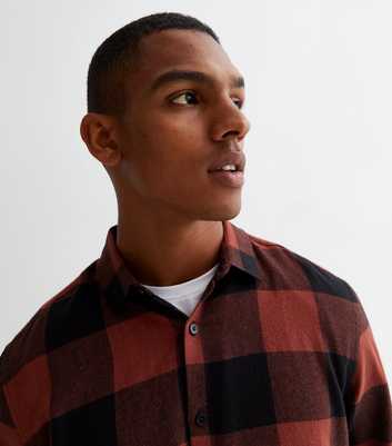 Red Cotton Check Long Sleeve Relaxed Fit Shirt