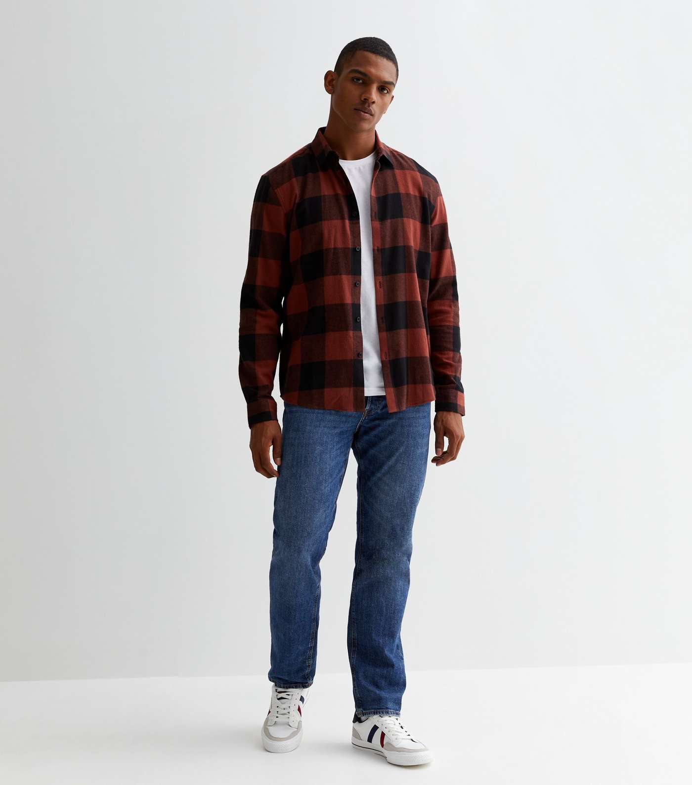 Red Cotton Check Long Sleeve Relaxed Fit Shirt Image 3