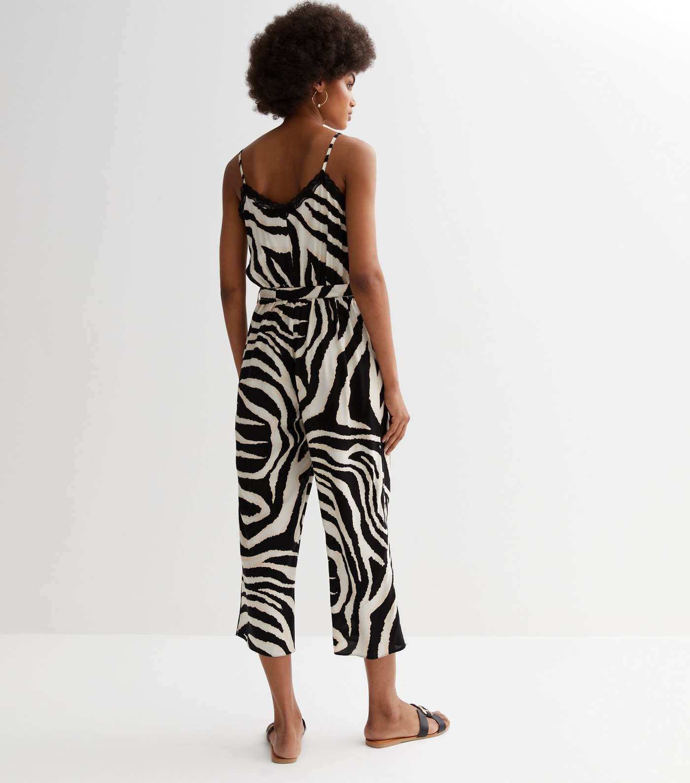 Black Zebra Print Strappy Jumpsuit Image 4