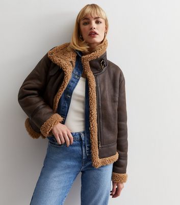 Rust shearling jacket sale