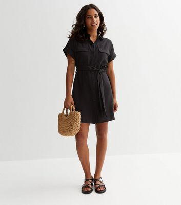 Petite black t top shirt dress