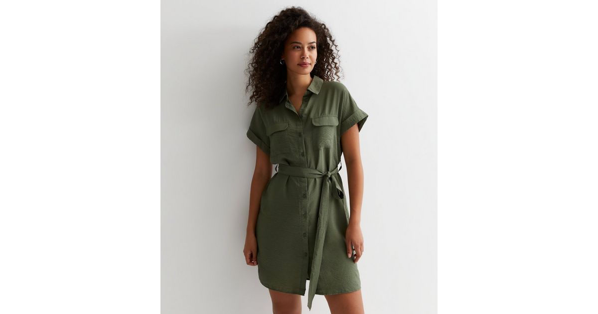 Khaki Belted Dress