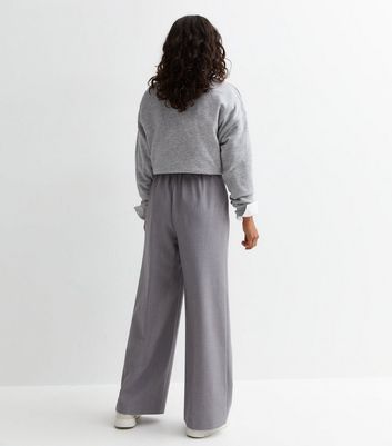 Grey wide outlet leg trousers uk