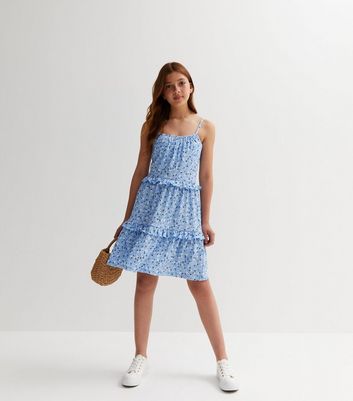 Girls blue sale smock dress