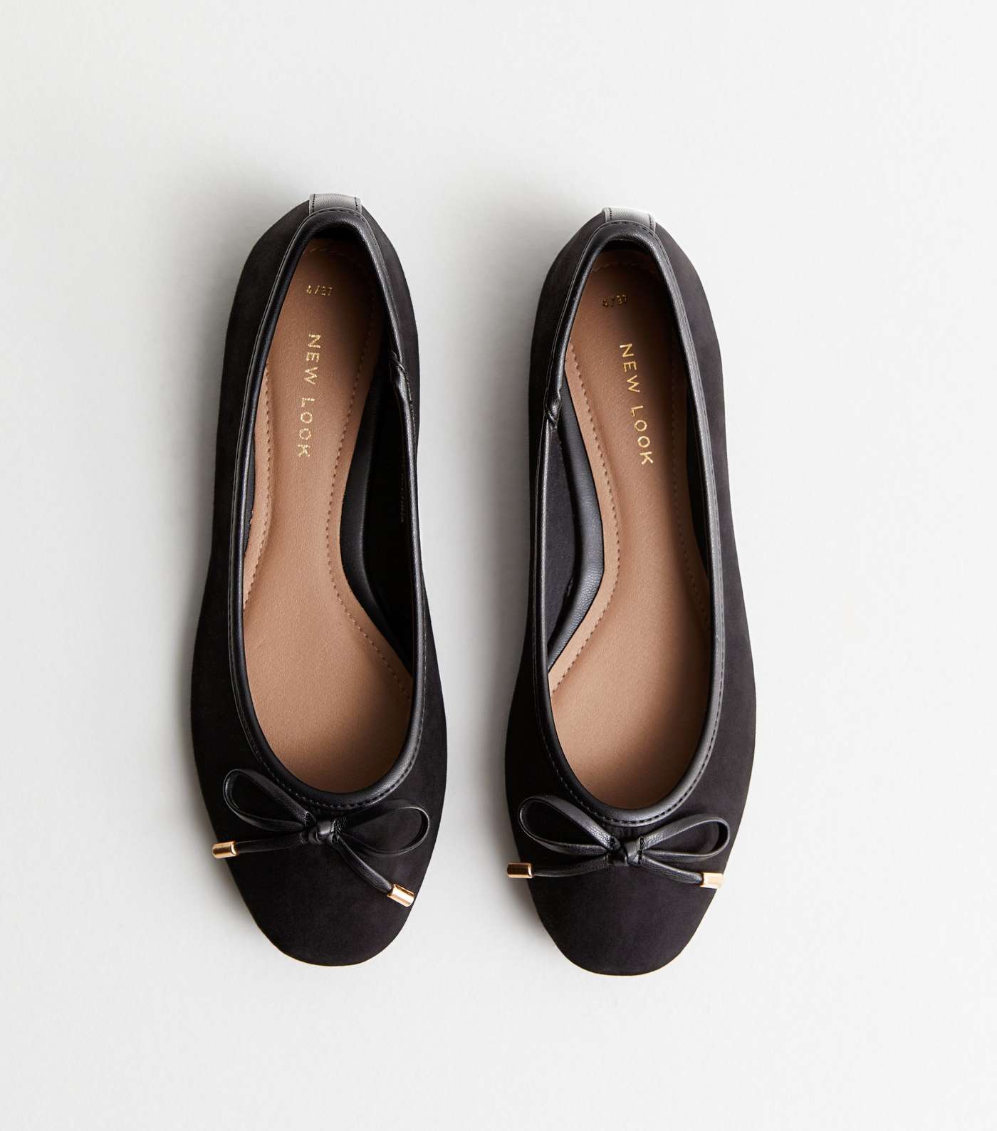 Black Suedette Square Toe Ballerina Pumps | New Look