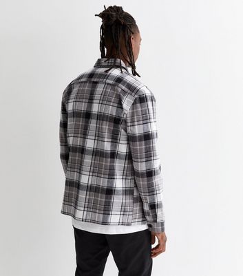 Light Grey Check Cotton Button Front Relaxed Fit Overshirt | New Look