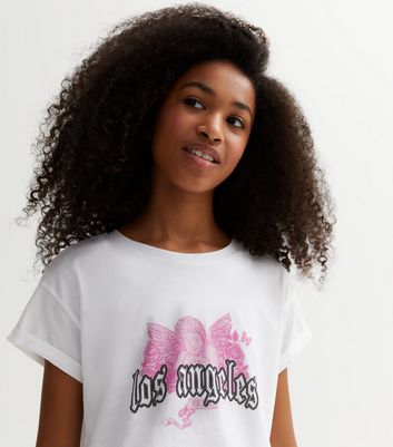 Girls White Crew Neck Los Angeles T-Shirt New Look