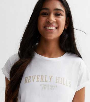 Girls White Beverly Hills Logo T-Shirt