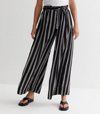 Black striped wide leg trousers | River Island