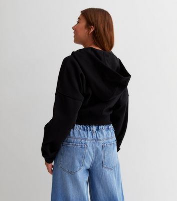 Black zip up outlet crop hoodie