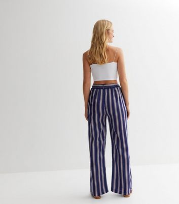 Navy striped wide store leg pants