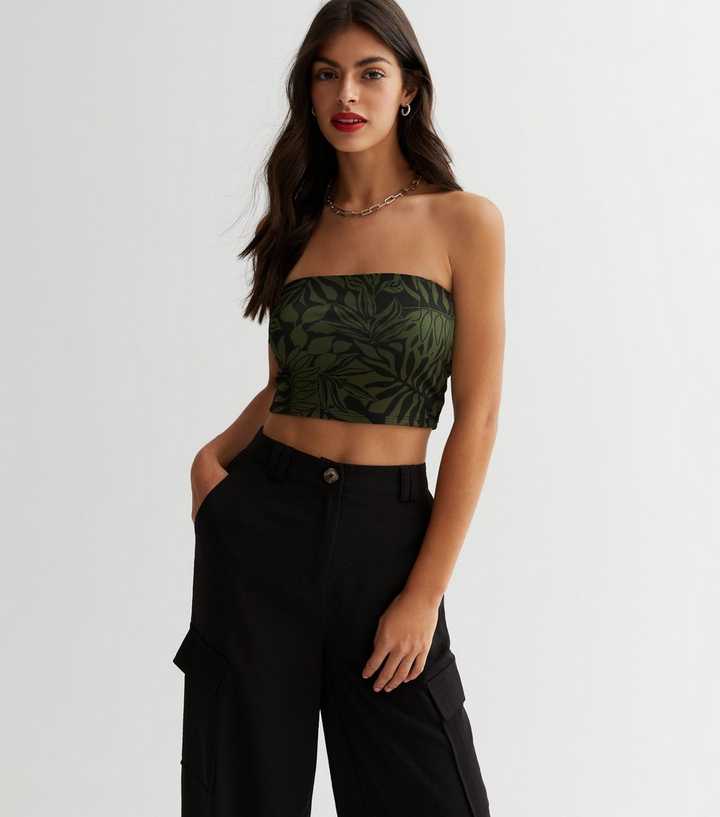 Dark Green Slinky Bandeau Crop Top