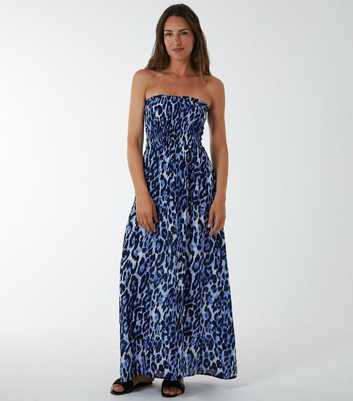 Blue Vanilla Blue Animal Print Bandeau Maxi Dress