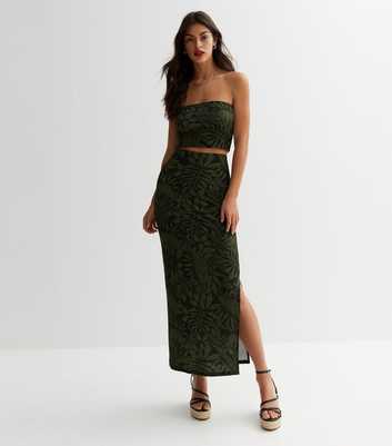 Green Leaf Jersey Maxi Skirt