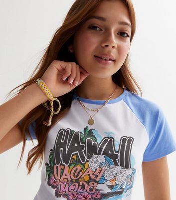 Girls Blue Hawaii Logo Raglan T-Shirt New Look