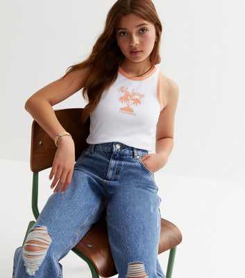 Girls Coral Palm Springs Logo Racer Vest