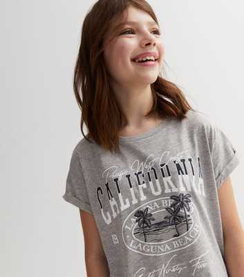 Girls Grey California Beach Logo T-Shirt