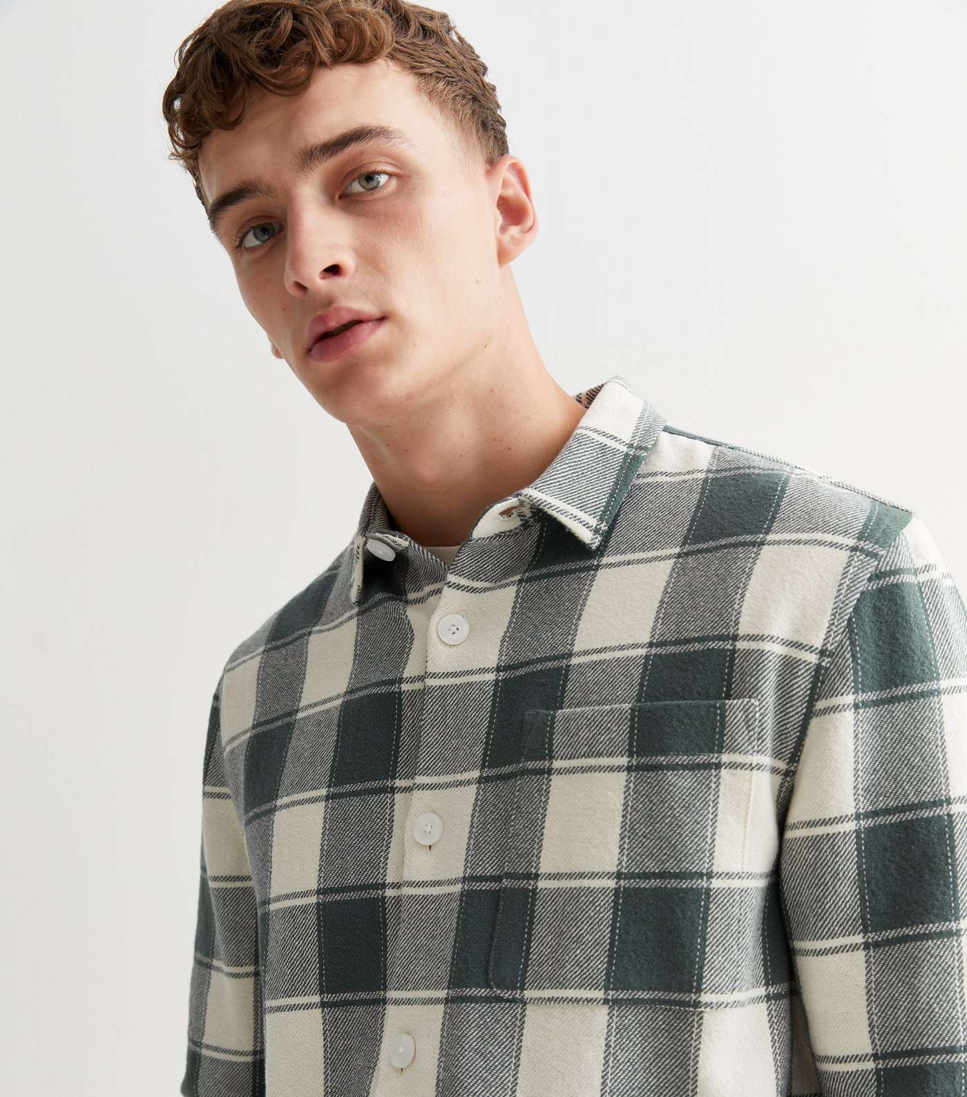 Green Check Cotton Relaxed Fit Overshirt | New Look