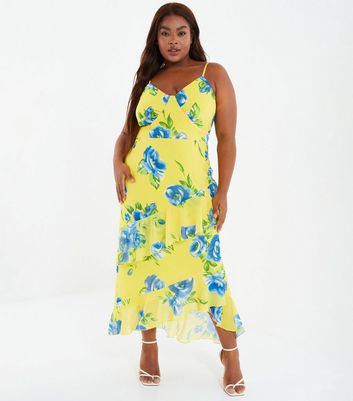 Yellow floral maxi hot sale dress plus size