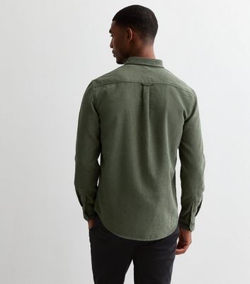 Men's Green Cord Long Sleeve Regular Fit Shirt New Look