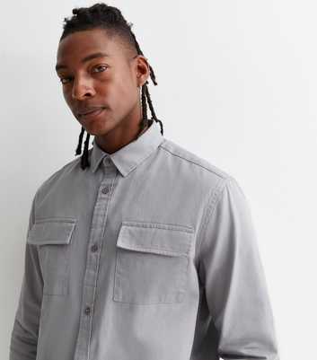 Grey Cotton Twill Regular Fit Overshirt