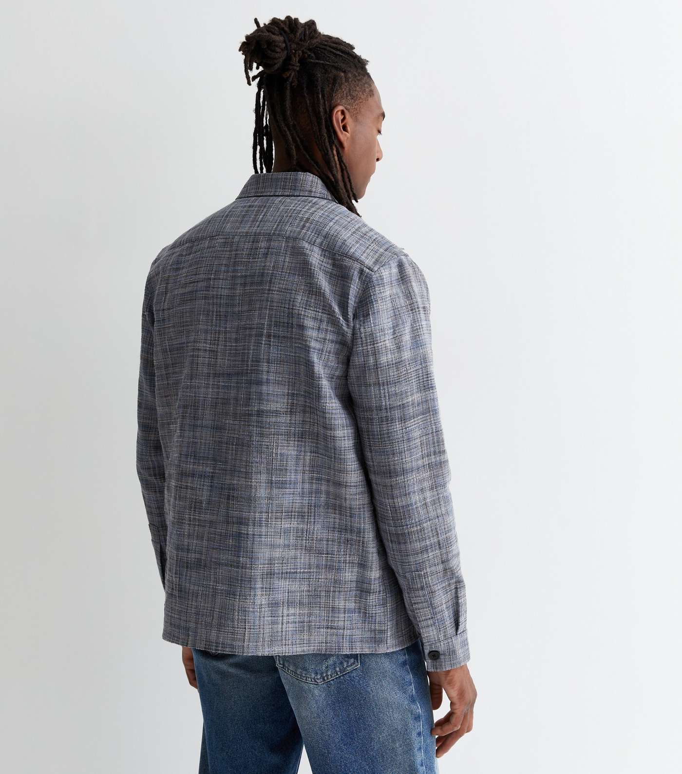 Grey Check Print Textured Regular Fit Overshirt Image 4