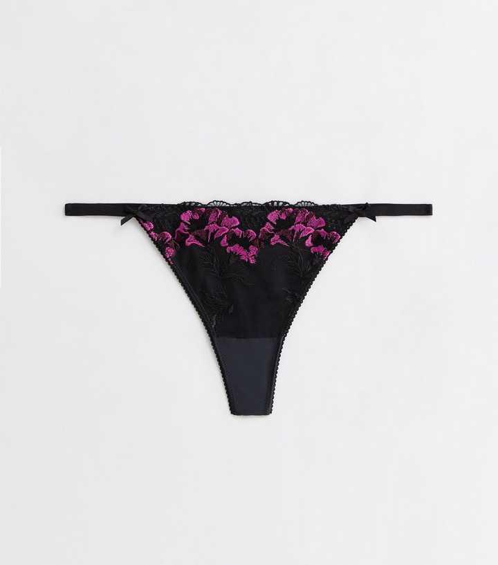 Sparkling Black Lace Thong Panty by Victoria's Secret