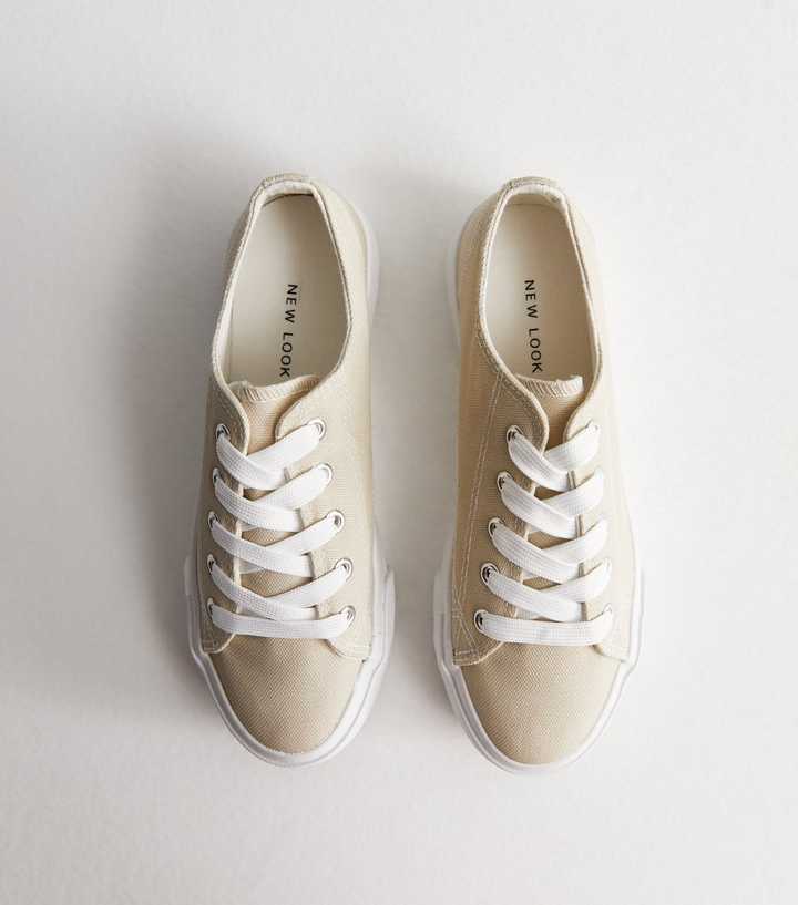 Stone Canvas Flatform Trainers