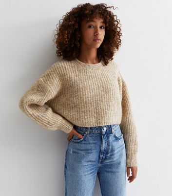 Girls Camel Knit Crop Jumper New Look