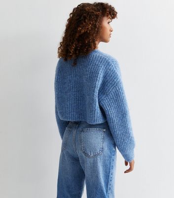 Cropped blue outlet jumper