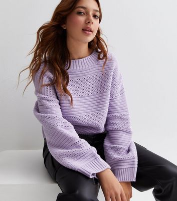 Girls Lilac Pointelle Knit Jumper New Look