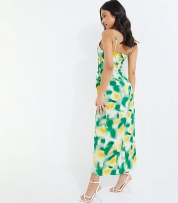 QUIZ Petite Green Tie Dye Strappy Midi Dress New Look