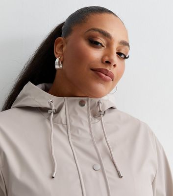 Curves Cream Hooded Rain Anorak New Look