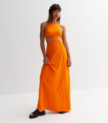 ONLY Orange Cut Out Maxi Dress New Look