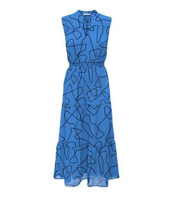 ONLY Blue Abstract Tiered Hem Maxi Dress
