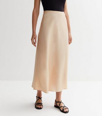 Gold Satin Midaxi Skirt New Look