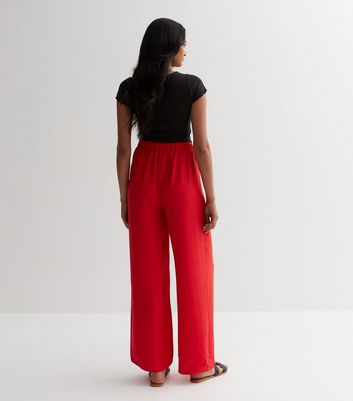 Red Art Silk Cotton Narrow Pant
