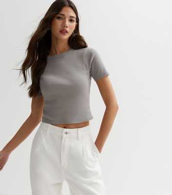 Grey Short Sleeve Crop T-Shirt