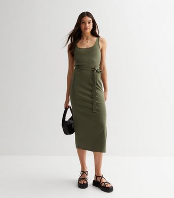 Khaki bodycon hot sale midi dress