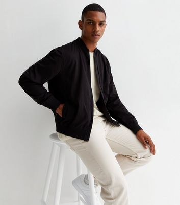 New look mens black clearance bomber jacket