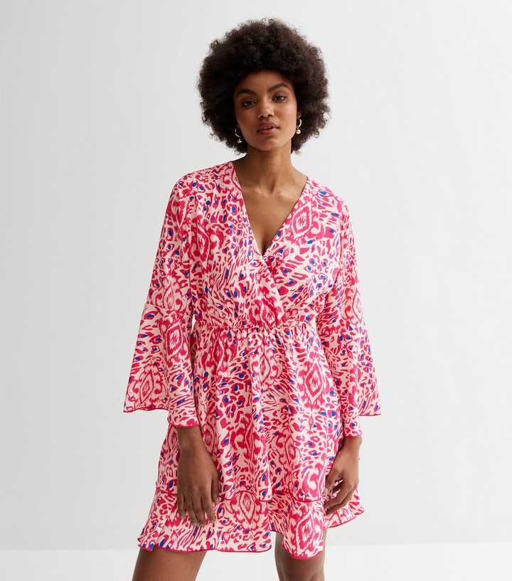 new look pink wrap dress