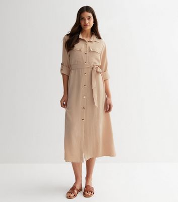 Belted utility midi shirt sale dress