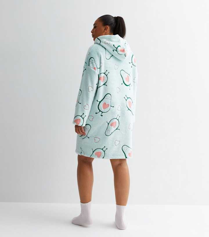 Curves Pale Blue Avocado Blanket Hoodie | New Look