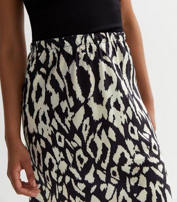 Cameo Rose Black Animal Print Midi Skirt New Look