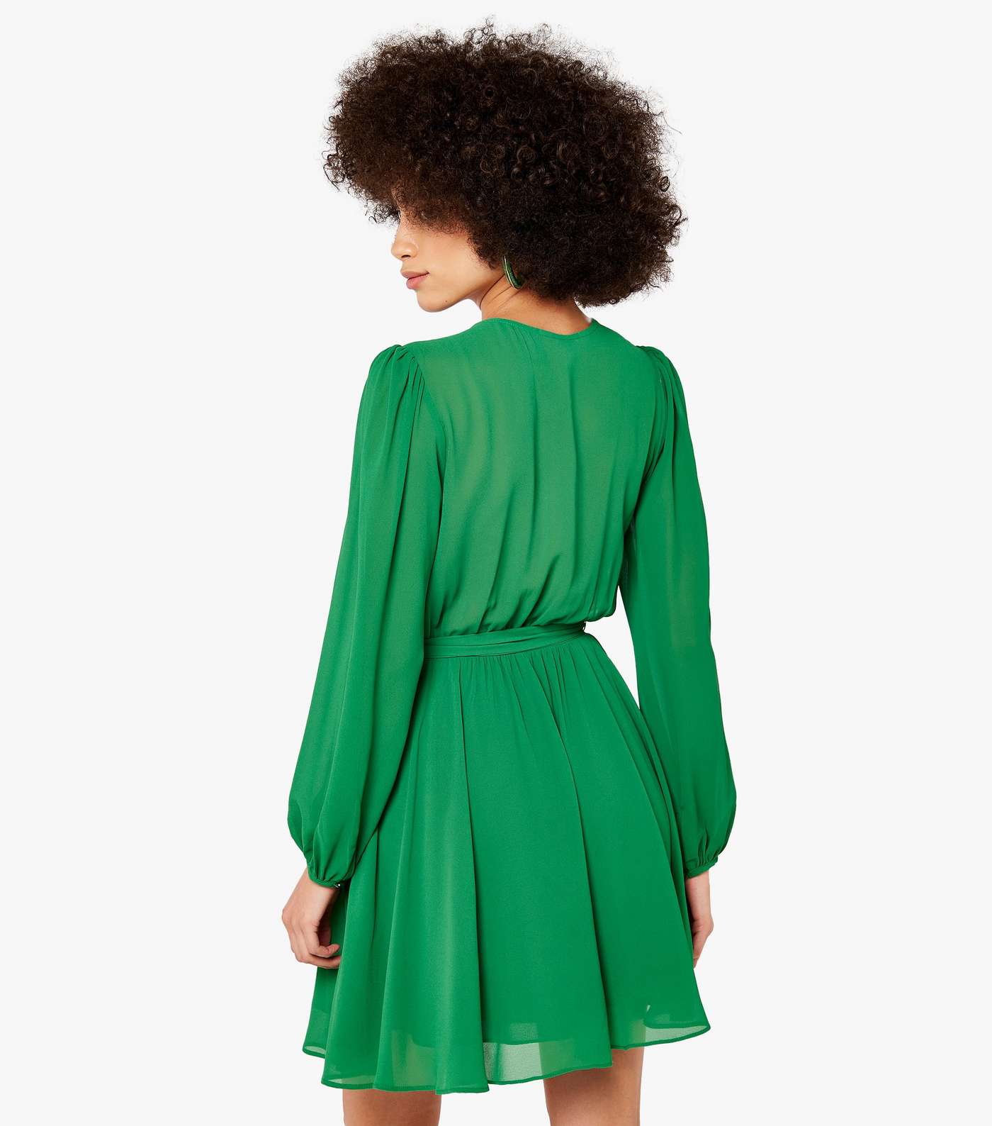 Apricot Green Chiffon Mini Wrap Dress Image 3