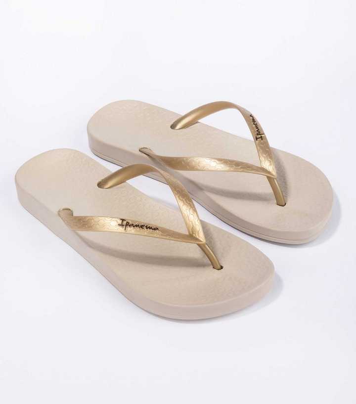 girls gold flip flops